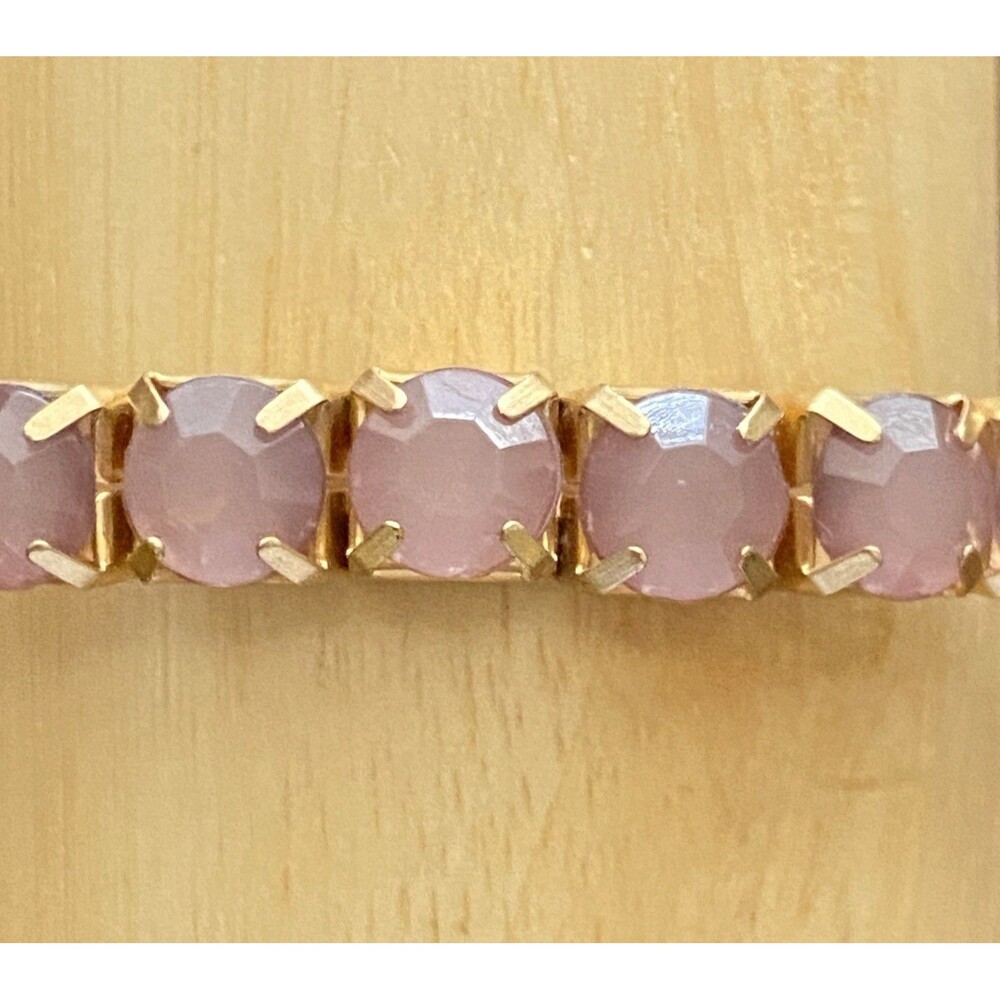 Lilac Pink Prong Set Rhinestone Stretch Bracelet Gifting Glam Feminine Fairy
